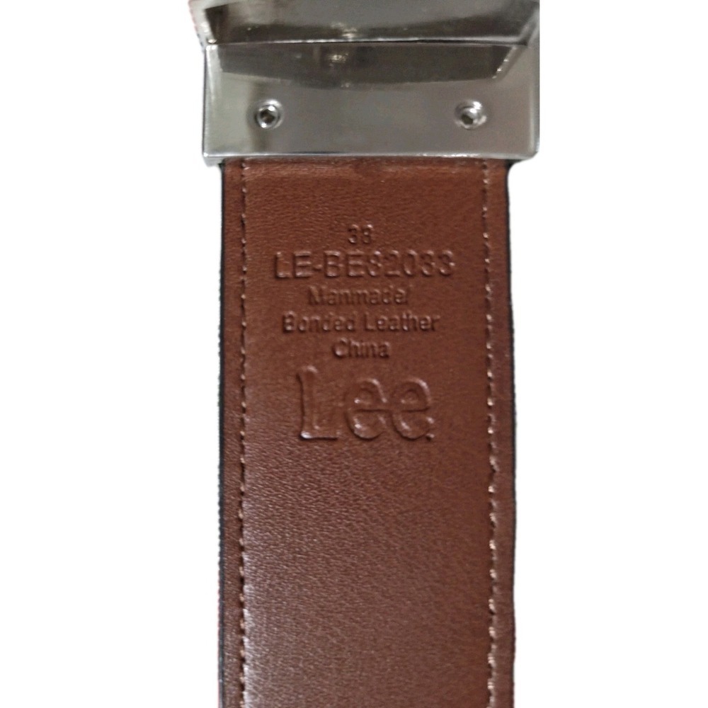 Lee Reversible Dark Brown/ Cognac, BONDED LEATHER, BELT SIZE 38 - Picture 3 of 6